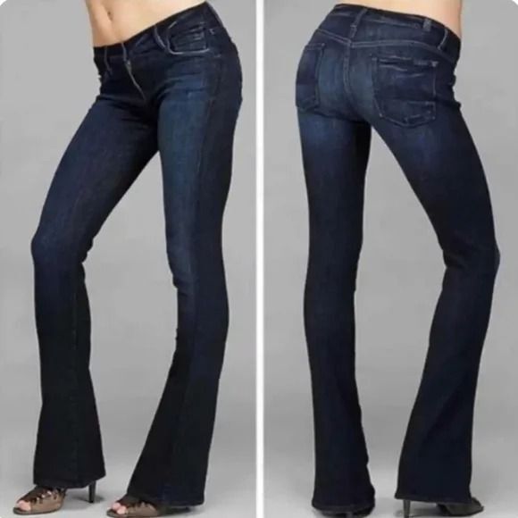 7 For All Mankind Midrise Short Inseam Karah Boot Cut Dark Wash 29 - Picture 1 of 7